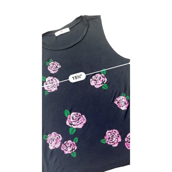 Y2K Show Stoppin Top Womens Small Black Pink Floral Rhinestone Cottage Goth Boho - Picture 7 of 8